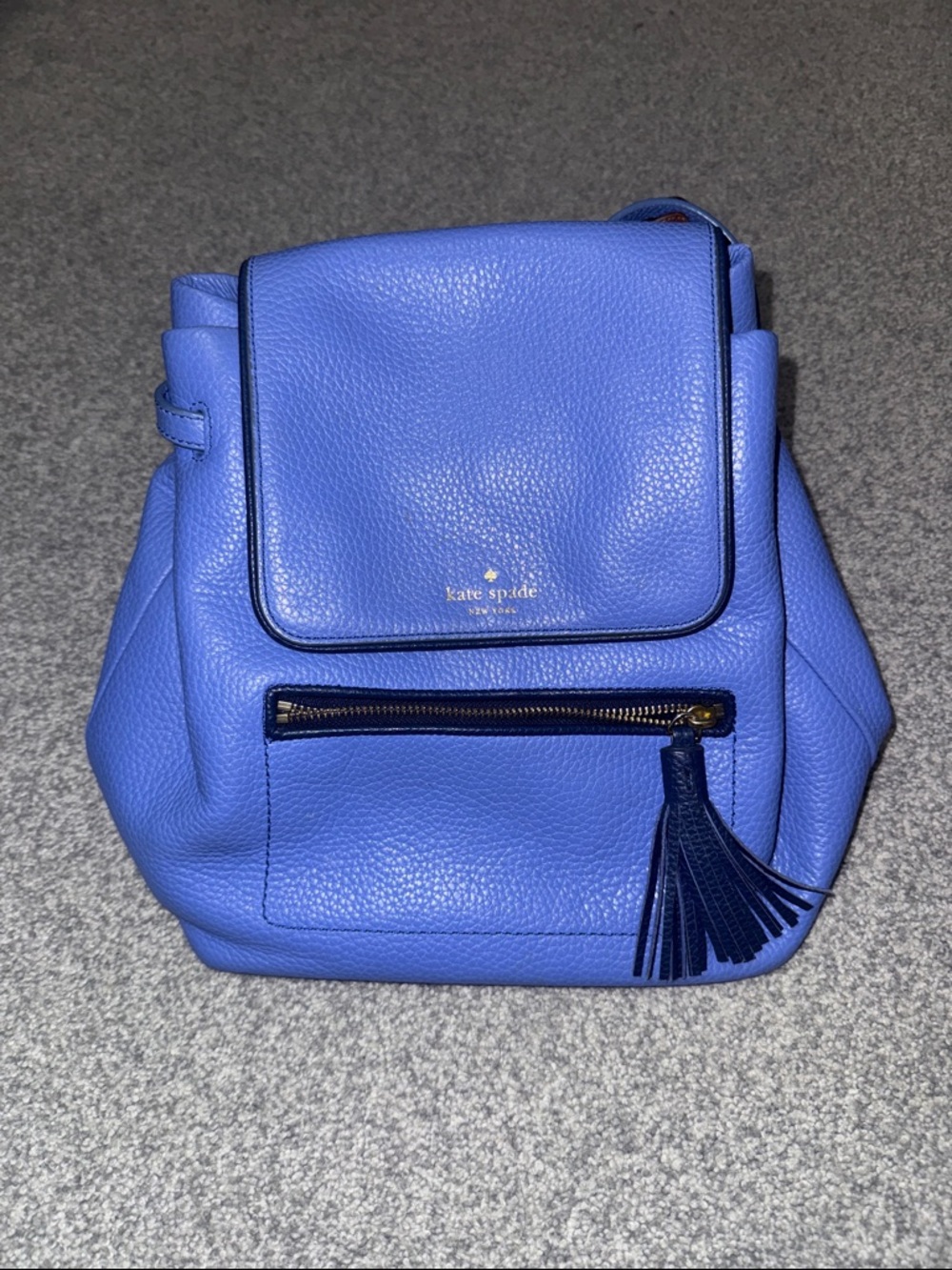 kate spade Periwinkle Blue Pebble Leather Backpack with Tassel